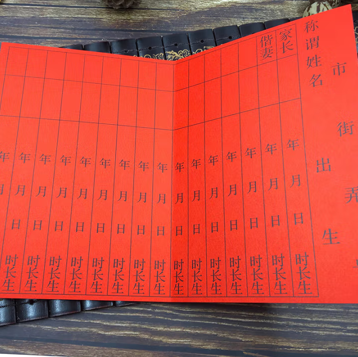 生辰八字登记本2025年绒面家谱族谱本登记生日全家福平安护身