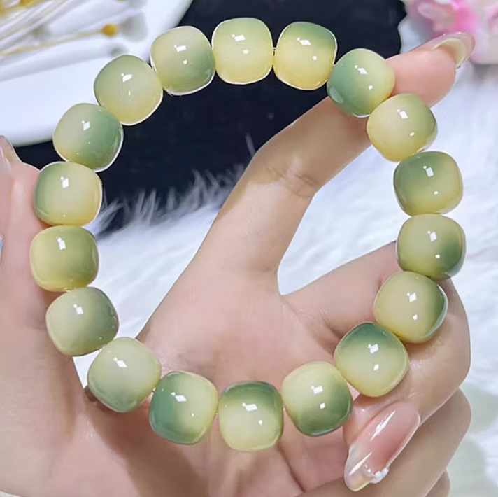 QMXD小青柠白玉菩提根手串女学生盘玩手链男士菩提子文玩佛珠